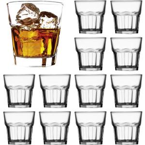 QAPPDA Whiskey Glasses 8 oz, Clear Drinking Cups Glass Cups,Cocktail Glass Whiskey Shot Glasses Set for Restaurants,Bars,Parties,Vodka Glass Cups Water Cups 12 Pack