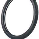 Steering Wheel Cover - Microfiber Leather, Classic Embossing, Anti-Slip Breathable, Fit 15 Inch (Black & Red Line)