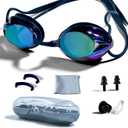 PHELRENA Swimming Goggles, Professional Swim Goggles Anti Fog UV Protection No Leaking for Adult Men Women Kids (Black Color)