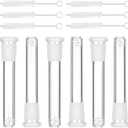 14mm Compatible Down Stem Glass Tube  140mm/5.51in with 6 Cleaning Brushes, Crystal Clear Borosilicate Glass Tube for Daily Use