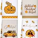 Bencailor 4 Pcs Thanksgiving Kitchen Towels Fall Dish Hand Towels Pumpkin Turkey Tea Washcloths for Thanksgiving Fall Autumn Kitchen Bathroom Decor Gifts(White, Orange,Pumpkin)