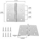 goldenwarm 3 Pack Nickel Door Hinges 4inch x 4 inch Door Hinges Brushed Nickel Door Hardware Satin Nickel Iron Door Hinge with Square Corners