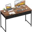 WOHOMO Computer Desk with 3 Drawers, 47.2 Inch Bedroom Desk with Storage, Home Office Desk for Room Spaces, Modern Work Writing Study Tables, Rustic, Brown