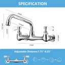 BWE Kitchen Faucet Wall Mount Commercial Sink Faucet Kitchen Utility Laundry 8 Swivel Spout 2 Dual Handle Restaurant Chrome Mixer Tap