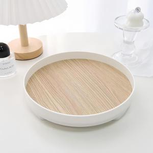 Round Decorative Tray for Coffee Table, Entryway Table, Bathroom Decor, Desk Organizer for Perfume, Candles, Keys, Jewelry Home Decor Trays (Round) (9")