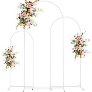 Wokceer Wedding Arch Stand Set of 3 6FT, 5FT, 4FT White Metal Arch Stand for Wedding Ceremony Birthday Party Baby Shower Garden Arch Decoration