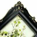 5x7 Vintage Picture Frame, Handcrafted Textured Resin Photo Frame with Embossed Pattern, Antique Picture Frame with Easel Back & Wall Hook for Tabletop or Gallery Wall Display, Wedding Photo Nursery Home Decor - Black