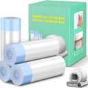 80 Count Cat Litter Bags, Self Cleaning Litter Box Liners, 18.2 x 18.2 inches Replacement Drawstring Bags Fit for Automatic Robot Box (80 Counts/4 Rolls