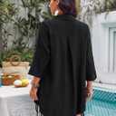 Blooming Jelly Womens Bathing Suit Cover Ups Bikini Swimsuit Coverup Drawstring Button Down Beach Dress Shirt