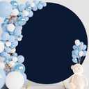Wokceer 7.2FT Round Backdrop Cover Round Arch Covers Navy Blue Spandex Circle Balloon Arch Backdrop Cover for Wedding Birthday Party Baby Bridal Shower Decor