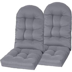 Adirondack Chair Cushion, Rocking Cushions 44x19.4x4 inch, High Back Patio Recliner Cushion of Upper and Lower with Ties, Sunscreen and Fade-Resistant Gray,2