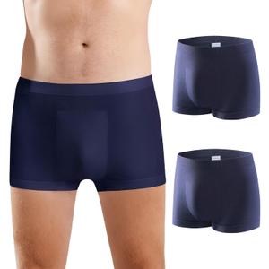 Incontinence Underwear for Men Washable Mens Incontinence Underwear Reusable Modal Seamless Mens Urinary Incontinence Boxer Briefs Underwear with Front Absorbent Area, 2 Pack (Blue, Medium)