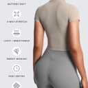 Aoxjox Women's Short Sleeve T-Shirts GEO Baby Tee Workout Gym Yoga Crop Top (Beige, Large)
