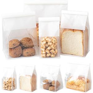 50 Pcs 3.9 Inch Bread Bags with Tin Tie, Mini Loaf Bags Made Of White Cotton Paper, Storage Packing Bag with Clear Window for Bakery, Cafe, Homemade Bread (X-Small)