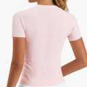 Stelle Women Workout Tops Short Sleeve Seamless Athletic Shirts Yoga Gym Sports Breathable Tees (S)