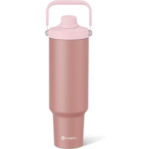 50 oz Insulated Tumbler, Double Wall Vacuum Stainless Steel Cup with Handle and Spout Lid, For Cold/Hot Drinks, Coffee Travel Mug for Car Holder/Home/Office/Party/Camping (Brown-1 Pack)