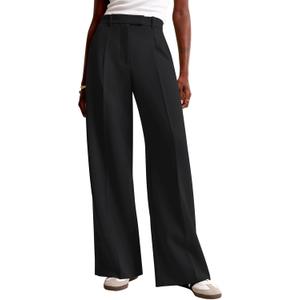 NIMIN Women Wide Leg Pants High Waisted Dressy Work Trousers Business Casual Palazzo Pants with Pockets (Medium, Black)