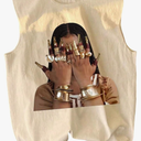 Summer Retro Graphic Tank Top Hippop Streetwear Y2K Tees
Graphic Oversized Tank Tops with Large Y2K Patern，Summer Vacation Outfits, Vintage Size L