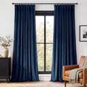 StangH Blue Blackout Curtains 108 inches Long, Modern Decor Back Tab Room Darkening Privacy Protect Velvet Curtains for Dining Room Bedroom, W52 x L108 inches, 2 Panels