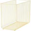 Bent Wire Hanging File Basket 9.2 x 12.4 x 6.1 Inch, Gold Metal Organizer with Handle – Wall Mountable or Freestanding Desk File Holder for Letter Size Hanging Files