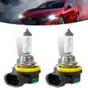 2 PCS Car H11 Halogen Bulb, 12V 55W Precise Filament Super Bright Anti-fog Low Beam Lights, with UV Resistant Quartz Glass Bulb, Universal Plug and Play Bulb Replacement for Car (White)