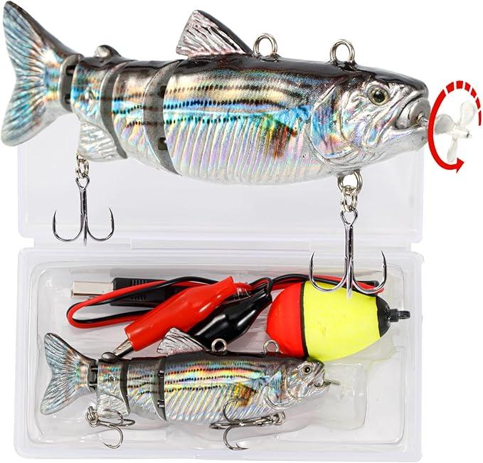 Electric Lures 3.5" USB Rechargeable LED Light Wobbler 4-Segement Multi Jointed Swimbait Hard Lures Fishing Tackle, 
Hybrid Striped Shad Specialty