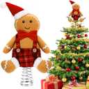Soulchen Christmas Gingerbread Tree Topper, 9.84 Inch Cute Plush Xmas Doll Tree Ornament Holiday Decoration & Gift for Indoor Outdoor Use(Gingerbread Man)