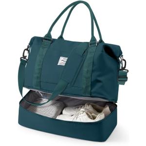 Spirit Travel Duffel Bag - 18x14x8 Inches Weekender Overnight Bag with Shoes Compartment, Trolley Sleeve, Carry On for Airplanes, Gym Tote - Dark Blue