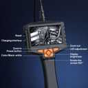 50FT Borescope Camera with Light, 4.3 Endoscope with 8 Adjust Lights, 1080P Inspection Camera with Semi-Rigid Cable, IP67 Waterproof Bore Scope for HVAC Inspection, Cool Gadgets for Men