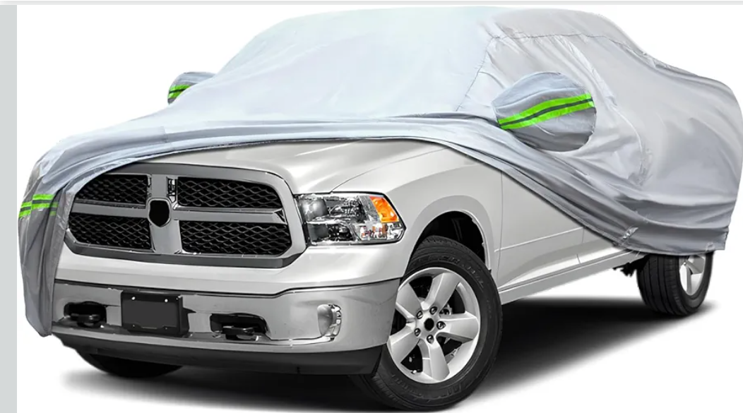 KEYOOG Truck Pickup Car Cover, 6layer Allweather Waterproof, Heavy Outdoor Car Cover, Universal in All Seasons, Snow Protection, Acid Rainproof, Sunscreen, UV Protection, length Up to 237 " Silvery