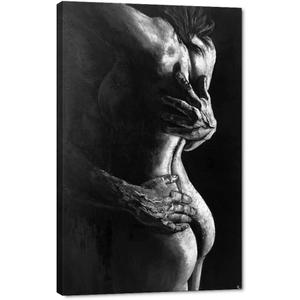Black and White Canvas Wall Art Couples Decorative Painting For Bedroom Modern Women Pictures Wall Decor Artwork Living Room Home Decorations Stretched and Wooden Framed - 28" W x 44" H