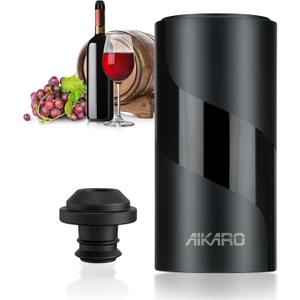 AIKARO - Electric Wine Saver Vacuum Pump with Bottle Stopper Automatic Wine Preserver, Battery Operated