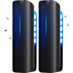 Fruit Fly Traps Indoor for Home: Plug in Mosquito Bug Zapper Gnat Moth Catcher with 9W Night UV Light, 2 Devices 20 Sticky Glue Board Refills for Indoors Flying Insect Trap