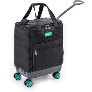 Handy Sandy Haul-It Foldable Rolling Tote – Patented Heavy-Duty Utility Bag with 8 Spinner Wheels, – Reusable Grocery Cart, Laundry Carrier, Travel Tote, Commuter Bag for Shopping & More- Green