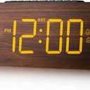Wooden Digital Alarm Clock for Bedrooms - Extra Loud Alarm for Heavy Sleepers, Adjustable Volume & Brightness, DST, Dual Use as Desk/Wall Clock, Elegant Wood Decor for Home & Office