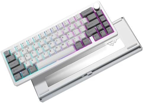 YUNZII AL68 Wireless Mechanical Keyboard,Full Aluminum CNC,60% Layout with Knob, QMK/VIA Software,Gasket Mounted,Hot Swappable,RGB Backlit,BT/2.4G/USB-C for Mac/Win (Silver, Milk V2)
