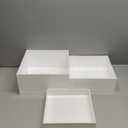Red Co. Set of 3 (12", 10", 8") Square Cube Acrylic Display Nesting Risers with Hollow Bottoms, White