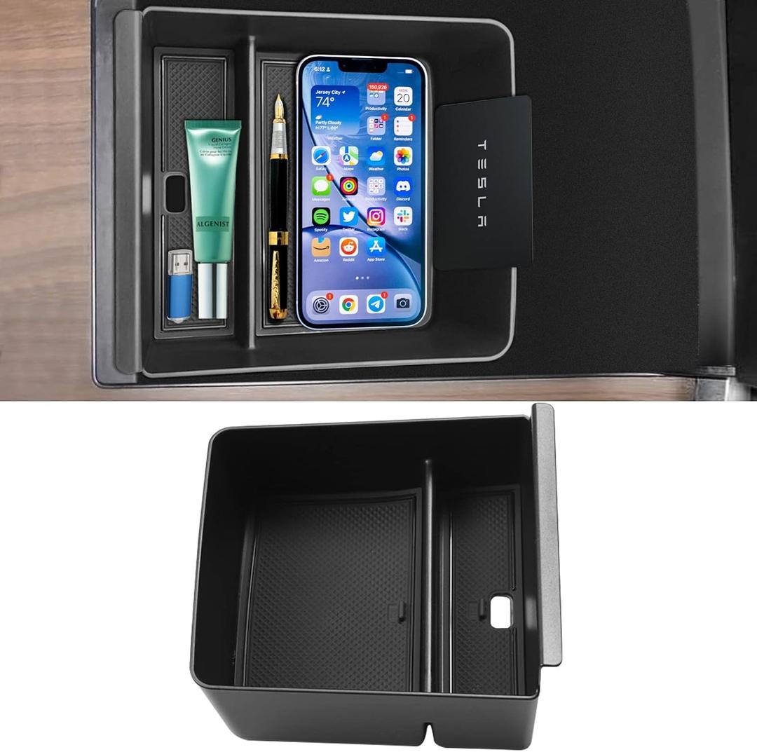 Jaronx Compatible with 2026 2025 2024 2023 2022 2021 Tesla Model X/Model S Console Organizer,Center Console Storage Upgraded S/X Plaid/Long Range, Armrest Organizer Tray Accessories