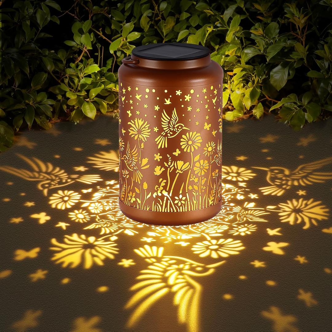 Solar Lanterns Outdoor Waterproof Hummingbird Solar Lights Outdoor Waterproof for Garden, Backyard, Patio Decor, Birthday Gifts for Women Mom Grandma, Hanging Garden Lights for Outside