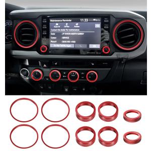 Interior Accessories for Toyota Tacoma 2023 2022 2021 2020 with 8" or 7" Touchscreens, Decorated A/C Vent Trim Rings Button Knob Covers for Air Conditioner AC Audio CD Radio Switch, 10 PCS