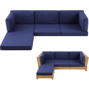 9-Piece Patio Furniture Cushions Set, Replacement Outdoor Cushions for 4-Seat Patio Sectional, Waterproof & Fade Resistant Deep Seat Cushion for Outdoor Sofa, Navy Blue, 9PCS