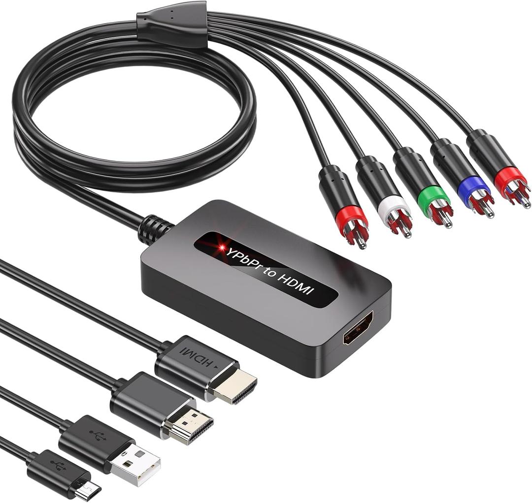 Male Component to HDMI Converter, 1080P YPbPr to HDMI Converter for Connecting Devices with Female Component Output to HDTVs, Compatible with DVD STB