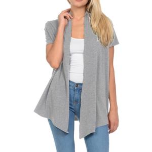 Pastel by Vivienne Women's Short Sleeve Open Front Vest (Gray, M) Pastel by Vivienne Women's Short Sleeve Open Front Vest (Gray, M)