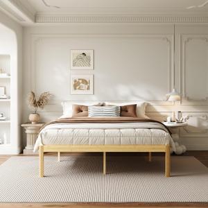 ZIYOO 18 Inch King Size Bamboo Platform Bed Frame, Modern Minimalist Design, Heavy Duty Support, Easy Assembly, No Box Spring Needed, Natural Finish