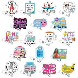 Geyoga 17 Pcs Funny Nurse Badge Reel Cute Retractable Nurse Badge Reel Holder ID Clips for Doctor Student Men Women Office Nurses Lanyard Supplies Accessories Bulk Gifts(Stylish Style)