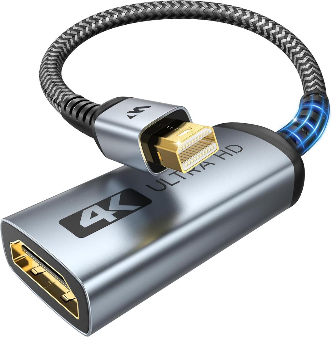 Warrky 4K Mini DisplayPort to HDMI Adapter, 4K@30Hz Mini DP to HDMI Adapter, Gold-Plated Plug & Aluminum Case, Thunderbolt to HDMI Compatible for MacBook Air/Pro, Surface Pro/Dock, Monitor/Projector