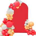 Spandex Fitted Wedding Arch Cover 6.6FT Red Arch Backdrop Cover, Round Top Chiara Backdrop Stand Covers for Wedding Birthday Party Baby Shower Banquet Arch Decoration (Red, 6.6FT)