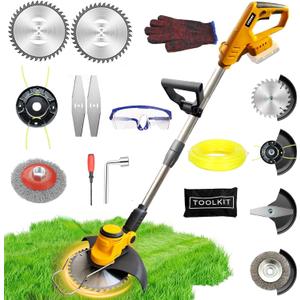 Electric Weed Wacker Cordless for Dewalt 20V Battery, 4 in 1 Weed Eater Battery Powered, 1300W Lightweight Cordless Weed Wacker, Brush Cutter for Lawn, Yard and Bush Trimming (No Battery) (Orange)