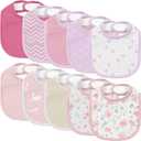 10 Pack Cotton Snap Bibs for Baby Boy Girl, Super Soft Drool Bibs for Teething and Feeding