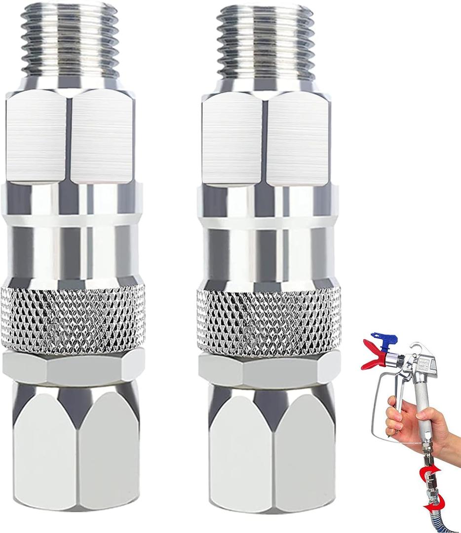 Sprayer Joint, 1/4-Inch Hose Swivel Joint 2 Pack, 360 Degrees Rotate Stainless Steel Airless High Pressure Spray Gun Connector Accessories for Paint Sprayers & Hose